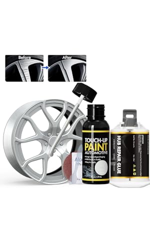 XTryfun Silver Gray Rim Touch Up Paint, Rim Repair Kit Curb Rash, Wheel Touch Up Paint for Quickly Fix Rim Scratches, Chips, Curb Rashes and Surface Damage