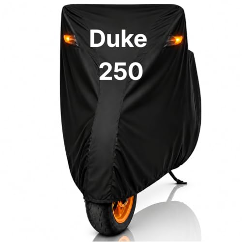 Image of Dhoom Bike Body Cover for Duke 250 Cover | 100% Waterproof, Dustproof & Scratch Resistant | Heavy Duty Two Wheeler Covers with UV Protection, Heat Resistant | All Weather Outdoor Bike Cover (Black)