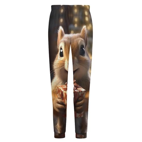 Christmas Squirrel Men's Pajamas Casual Sleep Pants Sweatpants Soft Sleepwear for Home4