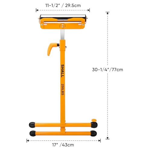 Shall 2-Pack Folding Roller Stand - Heavy Duty 250 LBS Load Capacity - 27.8-43'' Adjustable Height - for Table Saw Outfeed Woodworking 3 Shall 2-Pack Folding Roller Stand - Heavy Duty 250 LBS Load Capacity - 27.8-43'' Adjustable Height - for Table Saw Outfeed Woodworking - Image 3