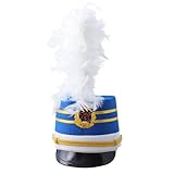 dPois Toy Soldier Hat - Marching Band Hat - Drum Horn Uniform Major Hat for Adult Children Cosplay Party Hat Feather Type L One Size