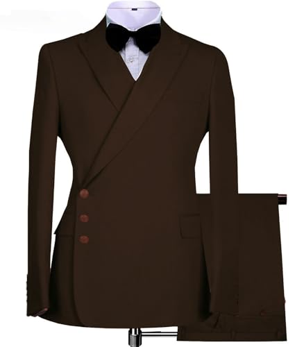 TSxuelian Men's Classic Fit 2 Piece Suit Set Side Buttons Casual Blazer Wedding Bussiness Suit4