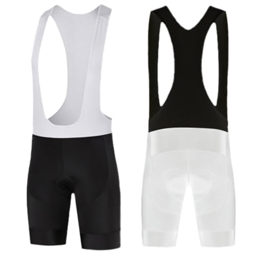 YOSUWOAI Pantalones cortos de ciclismo para hombre, con tirantes, transpirables, acolchados, transpirables, con acolchado para el asiento, pantalones cortos de ciclismo, O blanco., XXL