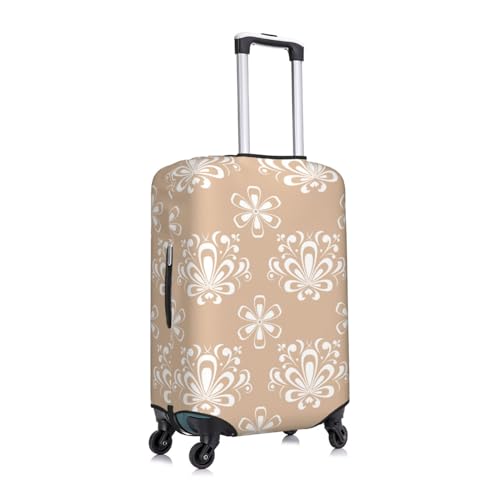 Khaki Flowers Luggage Cover Protector Anti-Scratch Washable Fits 18-32 Inch Luggage-Medium3