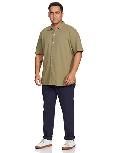 Image of Amazon Brand - House & Shields Men's Solid Slim Casual Shirt (SS20H&SKS-01 Olive 2XL)