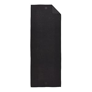 Manduka Yoga Towel for Mat Nonslip and Quick Dry for Hot Yoga with Rubber Bottom Grip Dots 72 Inch Long Onyx Thin and Lightweight (262023001)