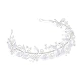 Oriamour ブライダル ヘッドバンド ラインストーン ヘアバンド ウェディング ヘッドピース 花嫁 ヘアジュエリー アクセサリー ティアラ女性用 (シルバー、14インチ)