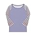 Boys Swim Shirt Size 6 3/4 Sleeve Round Neck Striped Blouses Athletic Elbow Sleeve Tops Summer Curved Hem Kids Clothes