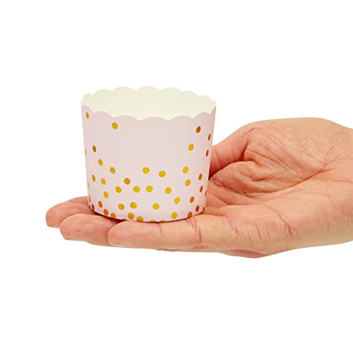 50 Pack Gold Polka Dot Paper Baking Cups, Pink Cupcake Liners For Muffins (2.2 In) #TOP3