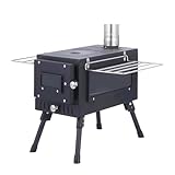 Zeltofen Picknick Cubic Folding Kochen Zelt Sauna Camp Solo Kamin Tragbare Holz Herd Kassette Ofen für die Sauna(Black)