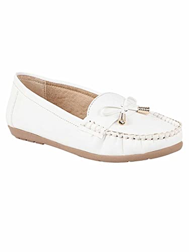 Image of Shoetopia Women's Stylish Casual Loafers | Comfortable Slip-On Flat Shoes with Bow Design & Soft Sole for Daily Footwear