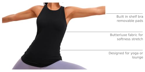 Image of CRZ YOGA Butterluxe High Crew Neck Tank Top | Light Support, Built in Bra, Removable Pads, Yoga, Extremely Soft, Racerback, for Women