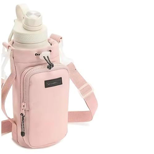 Bolsa Porta Garrafa Squeeze com Alça Ajustável – Shoulder Bag para Copo Térmico e Água (Rosa)