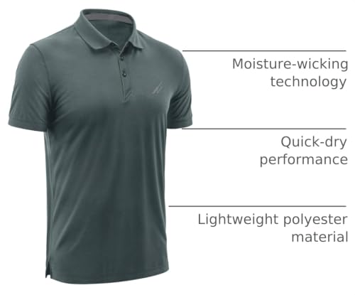Camiseta polo para hombre de golf con estiramiento 4 vías y absorción de humedad, protección solar UPF 70+, corte regular, secado rápido, mangas cortas, ligera y comodidad todo el día miniatura 4