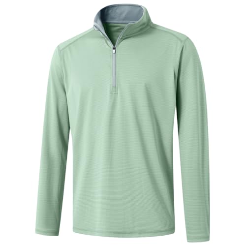 MAELREG Mens Quarter Zip Pullover Long Sleeve Moisture Wicking