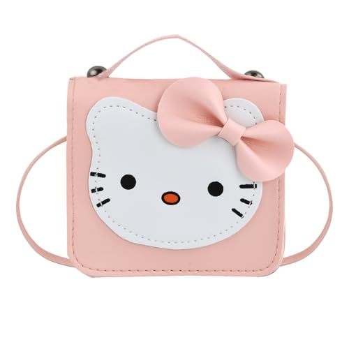 Amexo Kleine Mädchen Katze Umhängetasche, Süße Handtaschen kinder Prinzessin Mini Taschen mit Verstellbarem Gurt Kinder Crossbody Tasche für Kinder Mädchen (Rosa B)