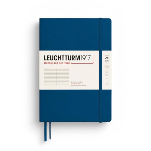 LEUCHTTURM1917 - Notebook Hardcover Medium A5-251 Numbered Pages for Writing and Journaling (Indigo, Ruled)