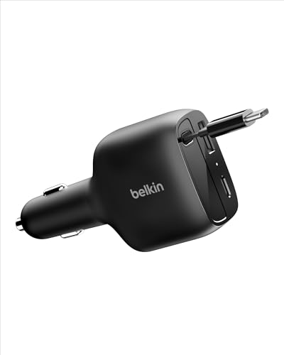 Belkin 75W USB-C Car Charger with Retractable Cable