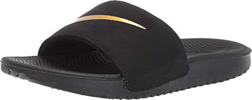 Nike Little/Big Kid's Kawa Slides, Black/Metallic Gold, 1Y