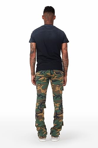 Men's Glenn Camo Green Stacked Flare Jean in3