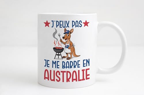 Groovy crea Mug drapeau Australien -Je peux pas je me barre en Australie - Cadeau voyage en Australie - Idée cadeau humour homme femme Australienne noël anniversaire.