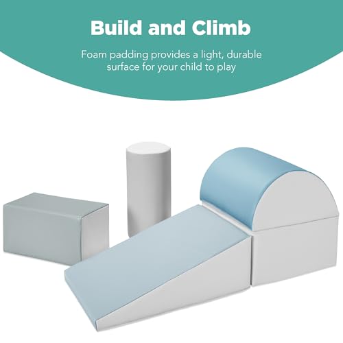 Image of Best Choice Products Soft Foam Climbing Blocks for Toddlers & Babies, 5-Piece Soft Play Climber Set, Crawl & Climb Activity Playset, Toddler Climbing Toys for Indoor Playground - Blue
