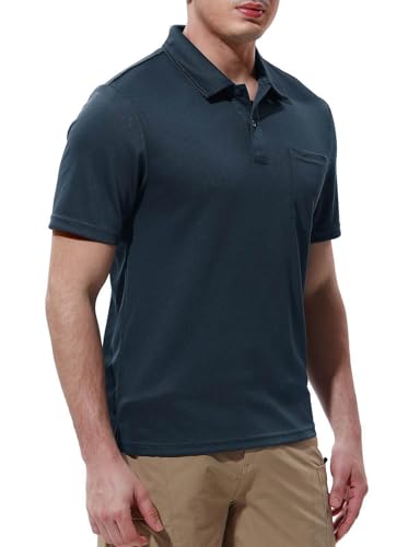 Image of Rdruko Men's Polo Shirts Short Sleeve Quick Dry Outdoor Golf Sports Shirts with Pocket