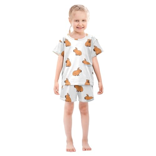 Pajama Short Sets Cute Animals with Birds Soft Cotton Summer Sleepwear 2 Piece PJS Size 5-14T4