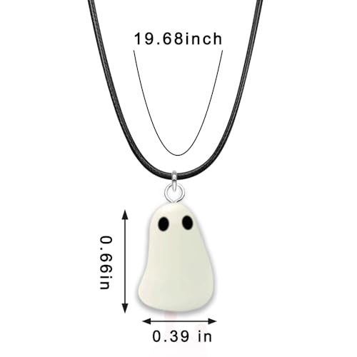 2pcs Ghost Necklace Cute Adopt a Ghost Necklace Blue and Green Glow in the Dark Pendent Christmas Halloween Jewelry for Women and Men2