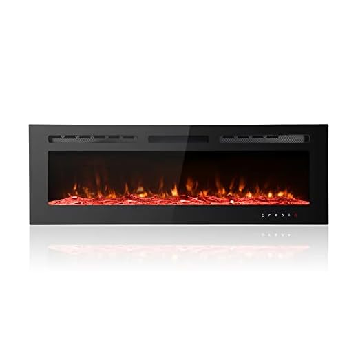 Maxhonor Electric Fireplace Insert Wall Mounted Freestanding Heater with Remote Control, 1500/750W (50inch, Black)