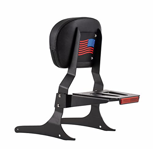 Gamyipp Powersports Sissy Bar With Backrest Flag Pattern Luggage Rack For Yamaha Xvs 950 V Star 950 2009-17(Black) #TOP10
