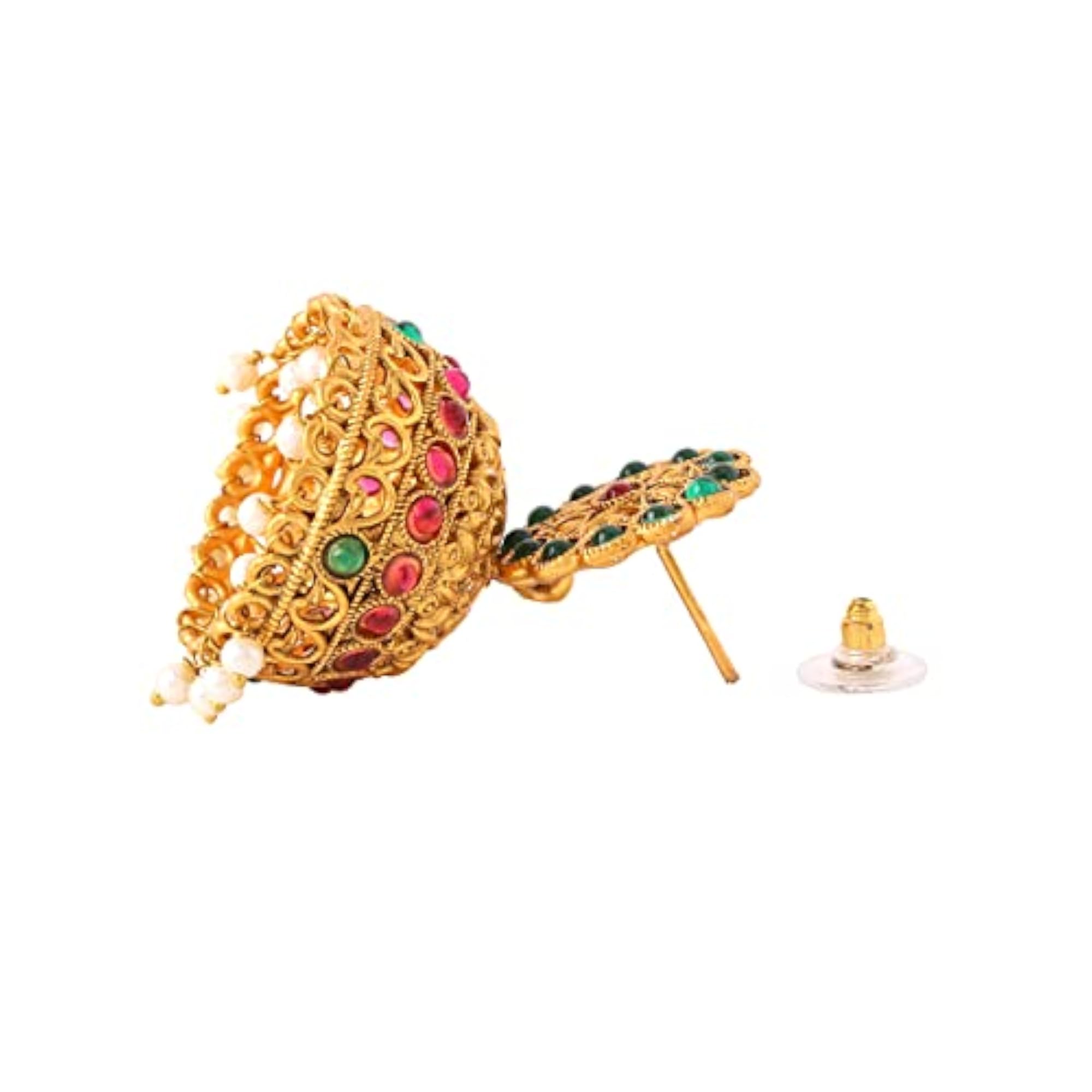 Women's Crystal Studded Jhumka Earrings