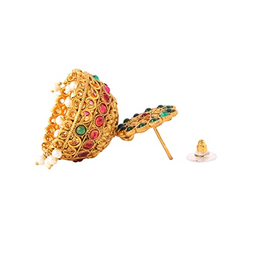 Women's Crystal Studded Jhumka Earrings