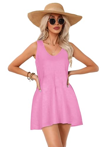 Image of elescat Womens Swimsuit Cover Up Summer Sleeveless T Shirt Beach Dress Tank Bikini Coverups 2026