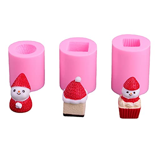 JIUYECAO Weihnachts-Erdbeer-Schneemann-Kerzenform, Erdbeerform, quadratisch, Erdbeerform, Cartoon, Erdbeerkuchen… – Bild 5