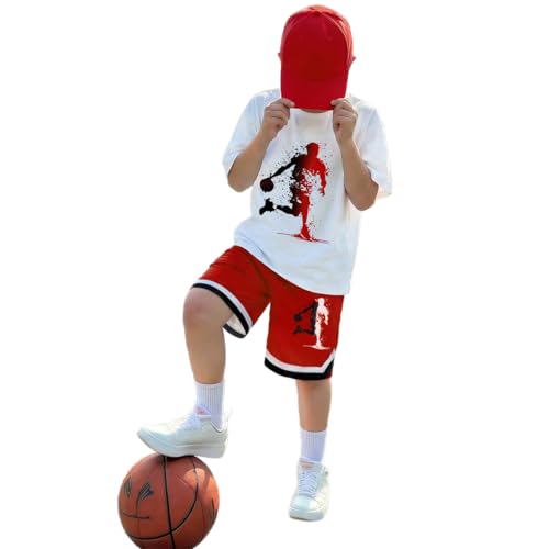 Image of Summer Clothes for Boys 2 Pcs, Letter Print Tops and Shorts Sports Casual Outfit Set for Kids