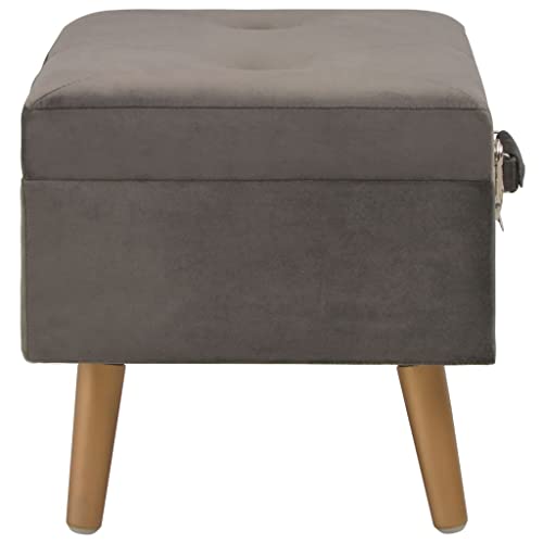 Tabouret de rangement gris velours pour désencombrer votre chambre - 5