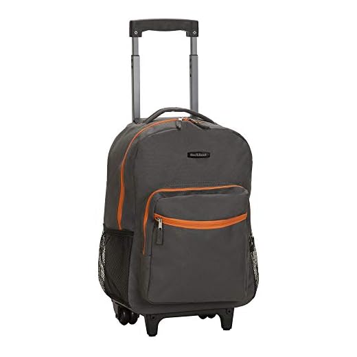 Rockland Double Handle Rolling Backpack, Charcoal, 17-Inch