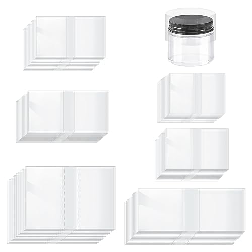 Image of Swpeet 1200Pcs 6 Sizes 1.37 inch 1.5 inch 1.8 inch 1.9 inch 2.2 inch 2.4 inch Clear PVC Heat Shrink Wrap Bottle Shrink Bands Assortment Kit, Perforated Bottle Shrink Bands Perfect for Bottles, Jars, Cans and Tin Lip Gloss