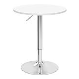 WOLTU Bartisch Stehtisch, höhenverstellbarer Tisch 70-91 cm, multifunktionaler Partytisch in Wohnzimmer Küche Balkon, Bistrotisch aus MDF Metall, Weiß, 60x60x91cm
