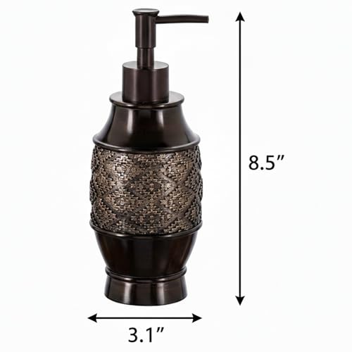 Image of Creative Scents Dublin Brown Bathroom Soap Dispenser Set of 2 - Decorative Resin 8 Oz. Hand Soap and Lotion Dispenser Bottles with Durable Matching Pumps - Bathroom Countertop Accessories Decor