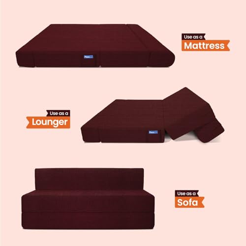 Image of Starlon 3 Seater Sofa Cum Bed Foldable 3-in-1 Sofa Bed with 1 Year Warranty, Washable Jute Fabric Cover & 2 Pillows.Queen Size Guest Bed for Living Room,Apartment & Small Spaces 6x6.5 Ft