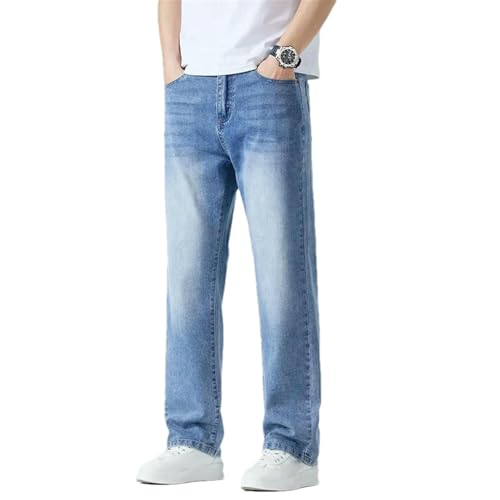 Summer Thin Straight Jeans Men's Clothing Soft Breathable Trousers Male Comfortable Business Denim Pants2