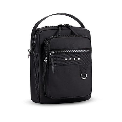 Gear Elite Faux Leather Water Resistant Sling Bag/Crossbody bag/Messenger Bag For men/women (Black)