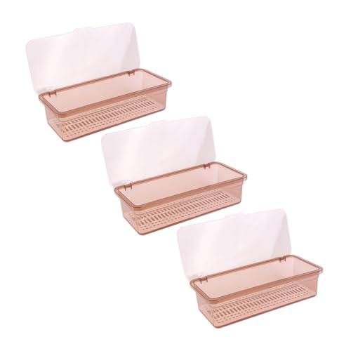 FUNNETOYU 3 piezas Organizador de Cubiertos con Tapa Caja Plástico para Utensilios Cocina con Drenaje Diseño Moderno Almacenamiento Versátil para Palillos y Cubertería Cajón
