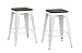 DHP Fusion Metal Backless Counter Stool with Wood Seat, Set of two, 24", White