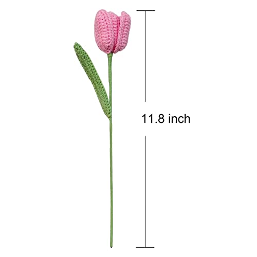 Emivery Crochet Tulip Flowers, 7PCS Tulips Artificial Flowers Crochet Flower Bouquet Handmade Knitted Flowers for Home Kitchen Office Wedding Decor