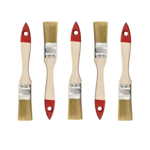 M7 5 STK. Flachpinsel-Set 1″ (etwa 25 mm) Serie 30, Lackierpinsel mit Synthetischen Hellen Borsten, Malerpinsel mit Naturholz, Flachpinsel mit Stahlzwinge