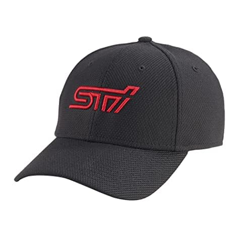 Subaru Genuine Sti Logo Stretch Cap Hat Impreza Forester Outback Ascent BRZ Crosstrek Sti WRX Legacy (Medium) Black