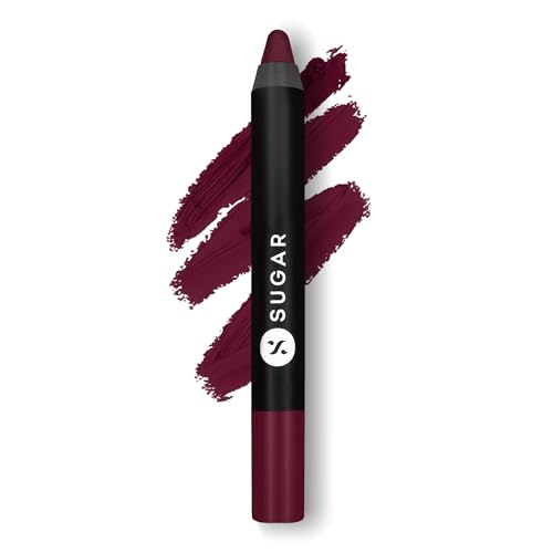 SUGAR Cosmetics Matte as Hell Crayon Lipsticks for Women | Lasts Up To 8+ Hours | Lip Crayon with Sharpener | 2.8gm - 24 Rachel Berry